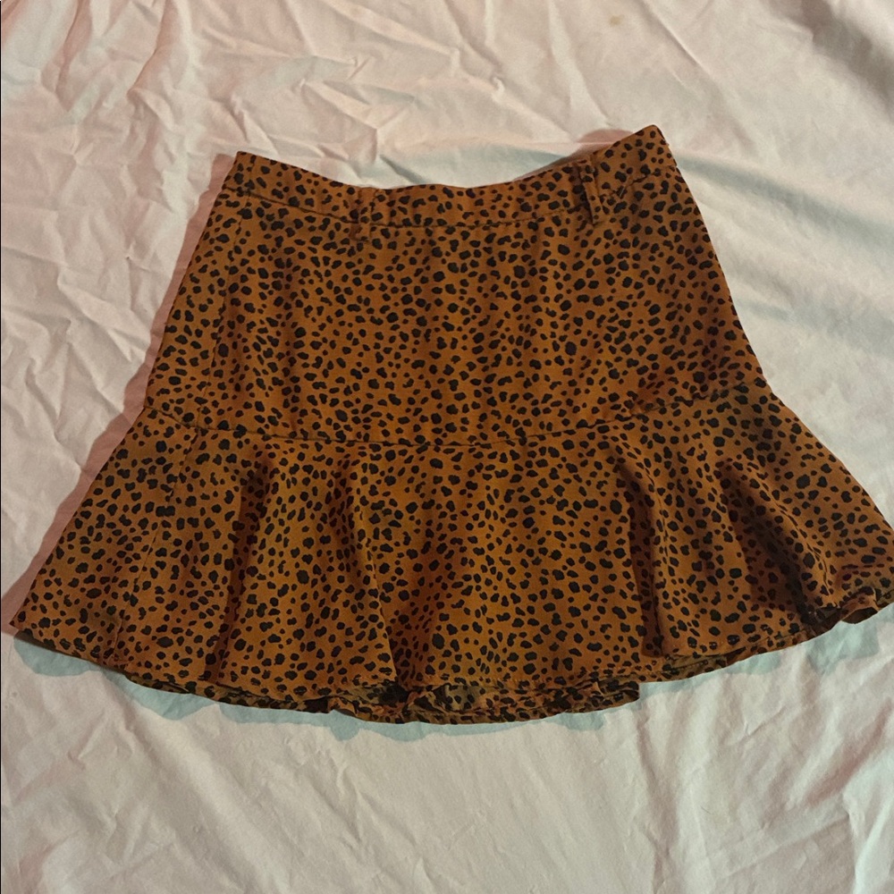 Leopard Print Flared Skirt